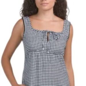 Linen Blend Gingham Dress